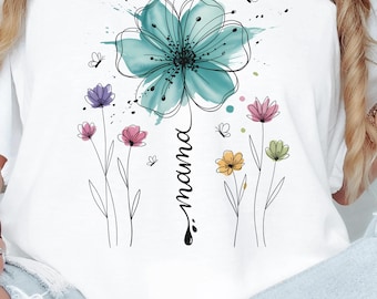 Boho Floral Mama PNG Sublimation Digital Download Design