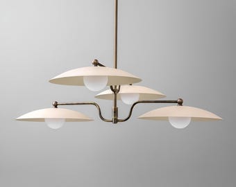 Mid-Century Moderner Messing Kronleuchter Italienische Vier Leuchte -Sputnik Pendelleuchte
