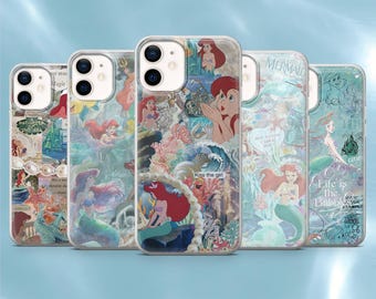 Disney Princess Phone Case Little Mermaid Ariel Cover for iPhone 17Pro, 17e, 16Pro, 15, 14, 13, 12, Samsung S26, S25, S24, A56, A16,Pixel 10