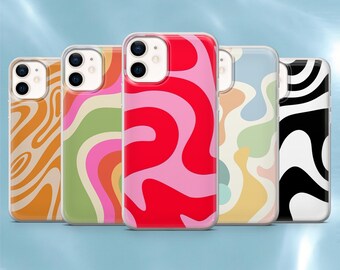 Wavy Abstract Phone Case Colorful Pattern Cover for iPhone 17Pro, 17e, 16Pro, 15, 14, 13, 12, Samsung S26, S25, S24, A56, A16, Pixel 10A, 9A
