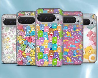 Kawaii Bear Phone Case Care Bears Cover for Google Pixel 10, 10Pro, 9, 9A, 9Pro, 8, 7, Samsung A56, S26, S25, A16, iPhone 17Pro, 17