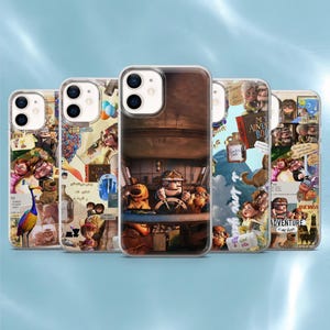 Può includere: Una collezione di cinque custodie per telefoni con design colorati ispirati al film d'animazione "Up". Ogni custodia presenta diverse scene e personaggi, tra cui l'iconica casa, i personaggi e i temi dell'avventura. Le custodie sono in plastica trasparente.