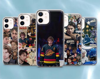 Etui na telefon Quinn Hughes z motywem hokeja na iPhone'a 17Pro, 17e, 16Pro, 15, 14, 13, 12, Samsunga S26, S25, S24, A56, A16, Pixela 10A, 9A