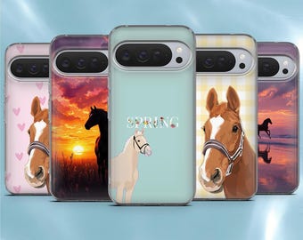 Equestrian Phone Case Cute Horse Cover for Google Pixel 10, 10Pro, 10Pro XL, 9, 9A, 9Pro, 8, 7, Samsung A56, S26, S25, A16, iPhone 17Pro, 17