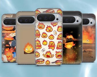 Calcifer Phone Case Howl's Moving castle Cover for Google Pixel 10, 10Pro, 9, 9A, 9Pro, 8, 7, Samsung A56, S26, S25, A16, iPhone 17Pro, 17