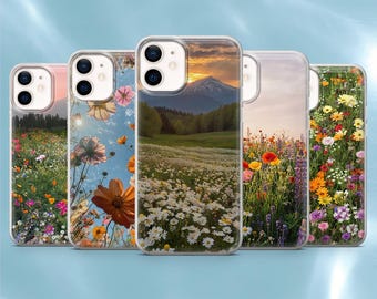 BotanicalPhone Case Wildflower Fields Cover for iPhone 17Pro, 17e, 16Pro, 15, 14, 13, 12, Samsung S26, S25, S24, A57, A17, Pixel 10A, 9A, 8A