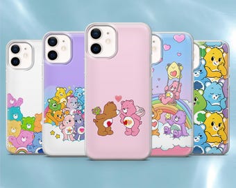 Care Bears Phone Case Kawaii Bear Cover for iPhone 17Pro, 17e, 16Pro, 15, 14, 13, 12, Samsung S26, S25, S24, A56, A16, Pixel 10A, 9A