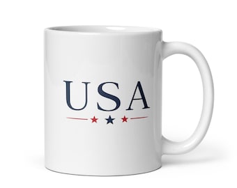 USA Keramik Kaffeebecher | Amerikanisches Stars and Stripes Design