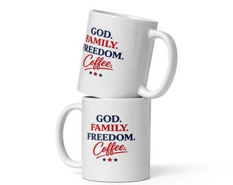 Vaterländische Kaffeetasse | Gott Familie Freiheit Keramik Trinkgefäß