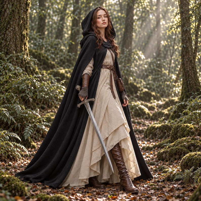 Medieval Hooded Cloak | Renaissance Fair Halloween Medieval Cape | LARP ...