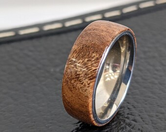 Promise Ring Wedding Band Minimalist Silver Wedding Ring 50/% Off Slim Olive Wood Root Burl Ring With Solid Silver Core Stacking Ring
