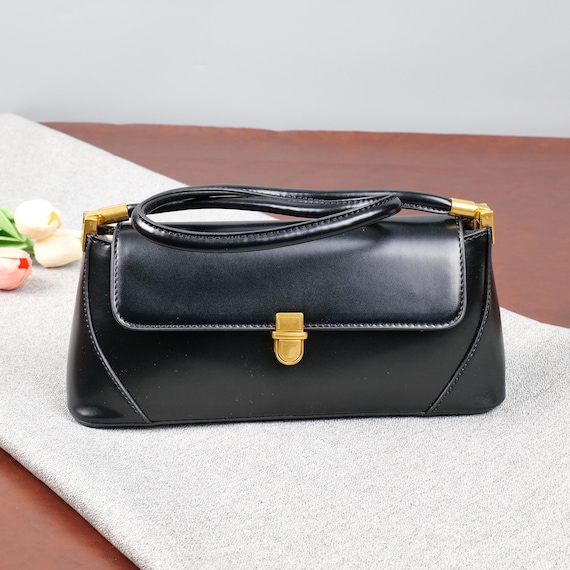 Top Grain Cowhide Leather Top Handle Bag with Metal Feet, Structured Handbag for Daily Carry, Gift for Girlfriend