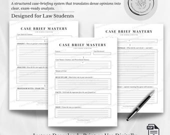 Plantilla para dominar los resúmenes de casos de la facultad de derecho / Ayuda de estudio para estudiantes de 1.º, 2.º y 3.º año (PDF)