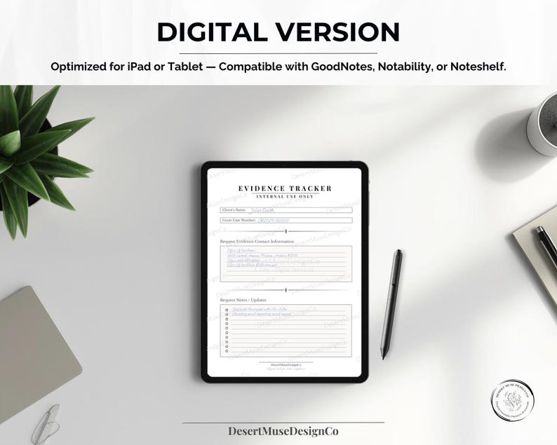 Evidence Tracker Template | Legal Case Management (instant Download ...