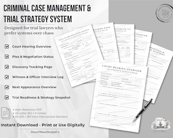Strafzaakbeheersysteem | Advocaat Juridische opmerkingen en zaaktracker (afdrukbare pdf)