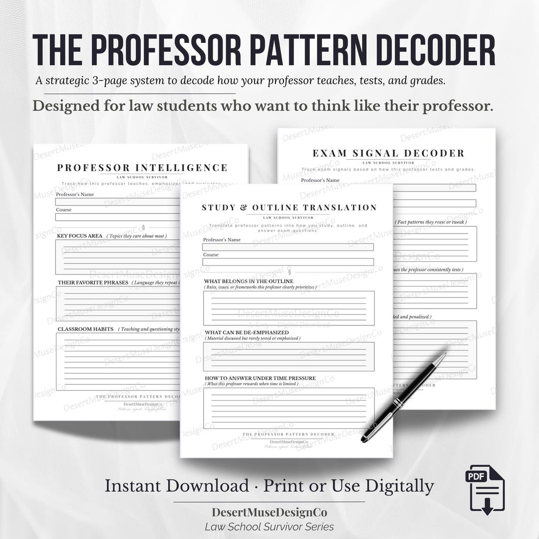 Pattern Decoder Exercises Law School Professor Pattern Decoder | Exam Study System for 1L, 2L ...