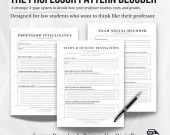 Law School Professor Pattern Decoder | Exam Study System for 1L, 2L, and 3L  (PDF)