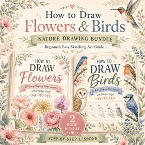 Hur man ritar blommor och fåglar Naturteckningspaket Nybörjare Enkel skissningsguide Konst