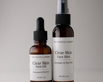 Clear Skin Face Oil Bundle – Botanical Skincare Set – Plant Based Face Care – Face Oil & Face Mist Set