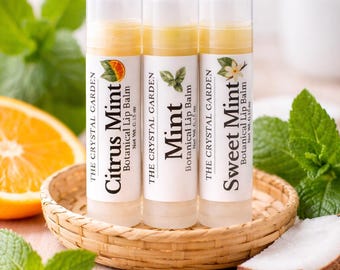 Mint Lip Balm Set, Natural Lip Balm Trio, Plant Based Lip Balm, Mint Lip Balm Gift Set