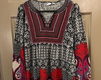 Vintage Folk Paisley Dress with Embroidery from Paris M/L Anthropologie