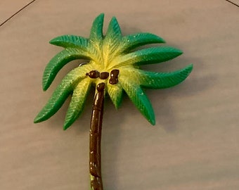 Vintage Palm Tree Brooch Pin Celluloid Plastic 50's