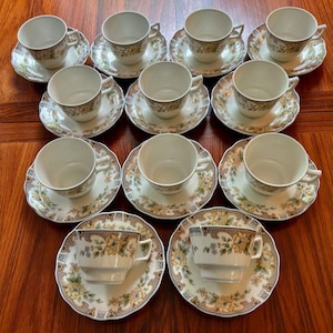 Royal Doulton Temple Garden Cup and Saucers The Majestic Collection Set of 12