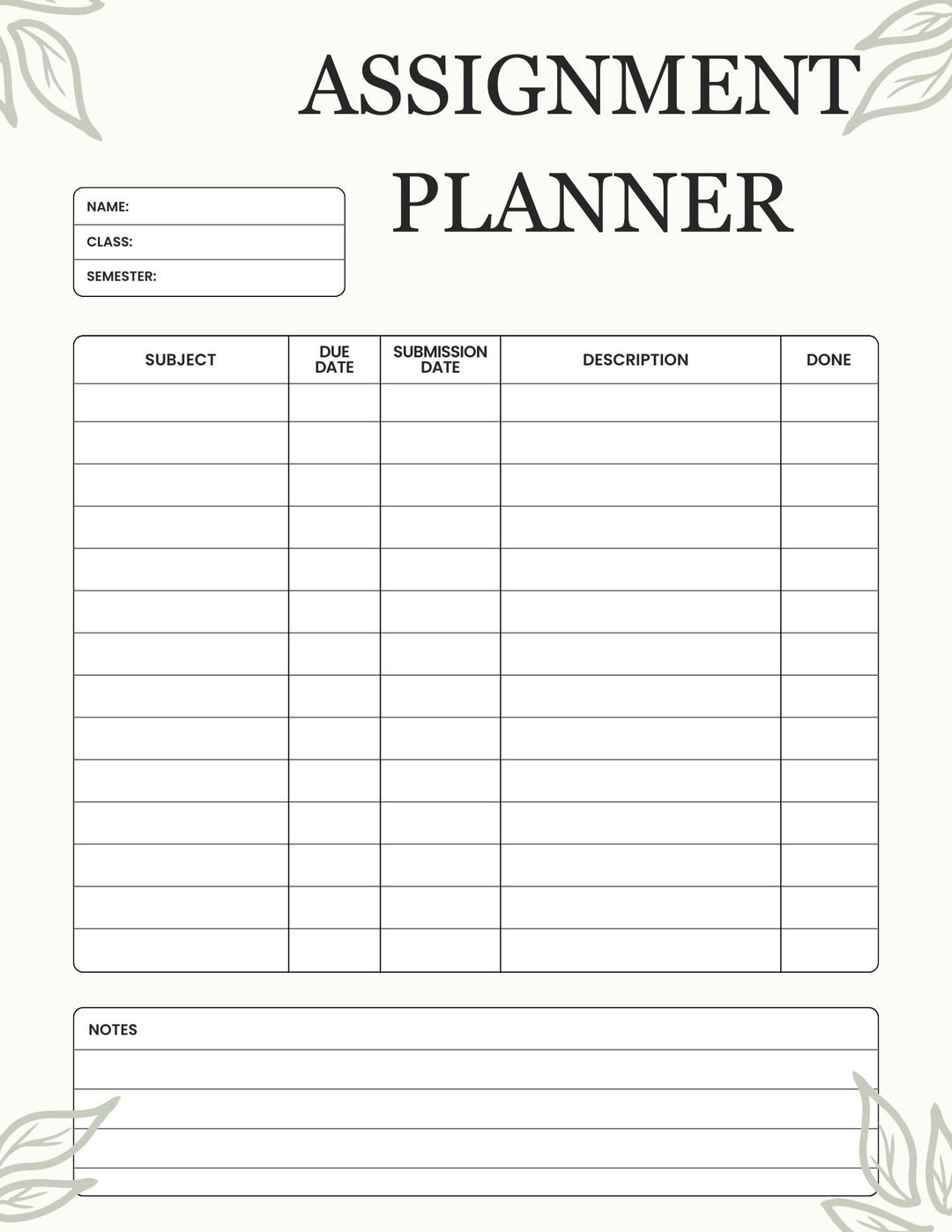 Assignment Planner Pdf Minimalist Assignment Planner, Student Study Organizer (PDF) - Etsy
