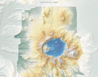 Parque Nacional del Lago del Cráter - Mapa de elevación
