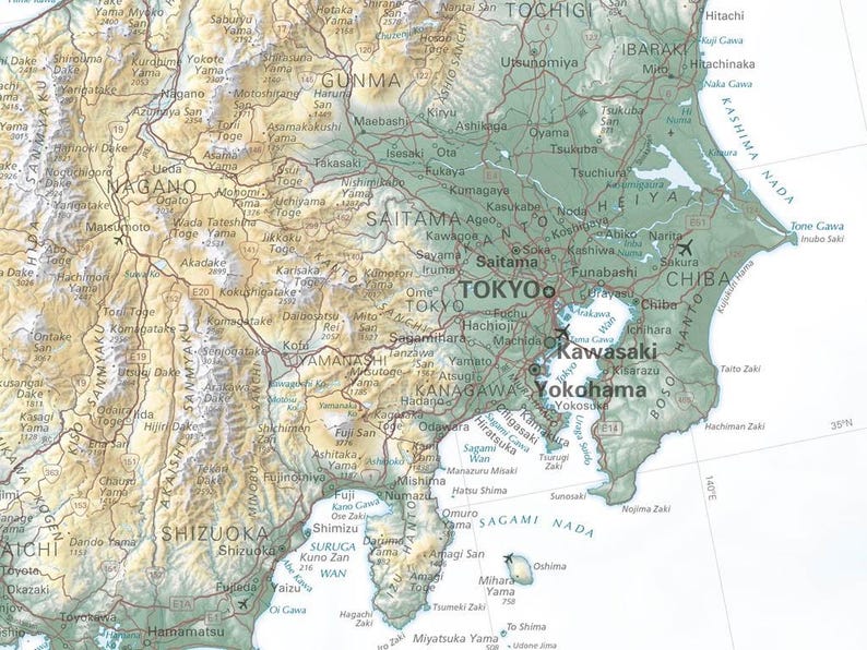 Japan Fine Elevation Tints Art Print Map - Etsy
