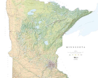 Mapa de impresión artística sobre la cobertura del suelo de Minnesota