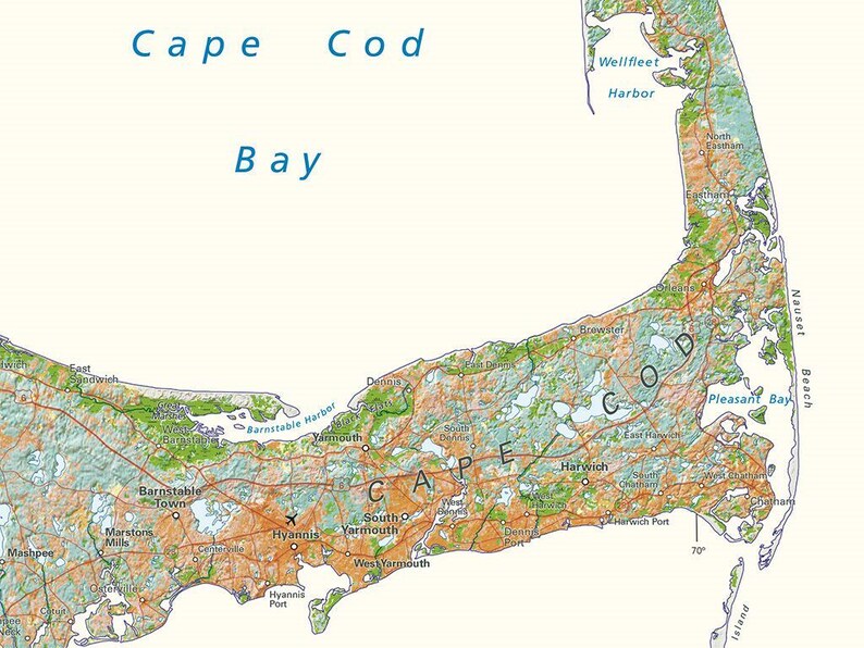 Massachusetts Land Cover Fine Art Print Map - Etsy