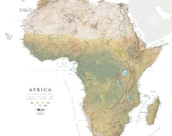 Mapa de la cobertura terrestre de África (impresión artística)