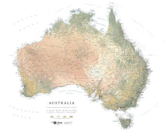 Mapa de impresión artística sobre la cobertura terrestre de Australia