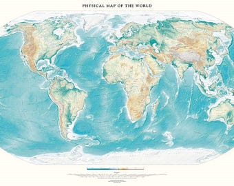 Mapa físico del mundo Impresión artística