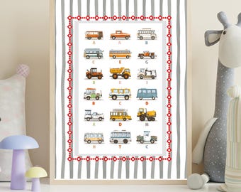 Transport Alphabet Print | ABC Vehicles Learning Poster (Digital Download)