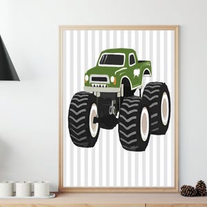 Green Monster Truck Print | Kids Boys Room Wall Art (Digital Download)