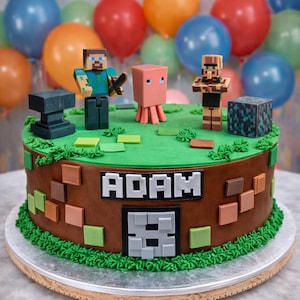 Pixel Birthday Cake Toppers – 8 Pieces Party Decorations & Figurines | Reusable Action Figures for Kids Cakes