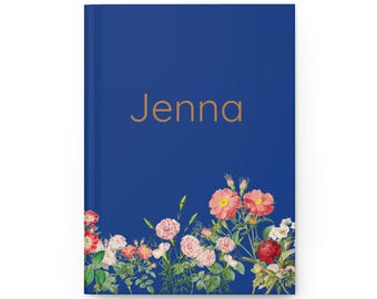 Diário personalizado com flores silvestres, caderno de capa dura floral, agenda personalizada