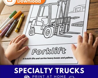 Forklift Coloring Pages for Kids | 10 Printable Pages | Specialty Construction Machines | PDF Download
