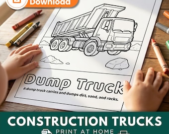 Dump Truck Coloring Pages for Kids | 10 Printable Pages | Construction Hauling Trucks | PDF Download