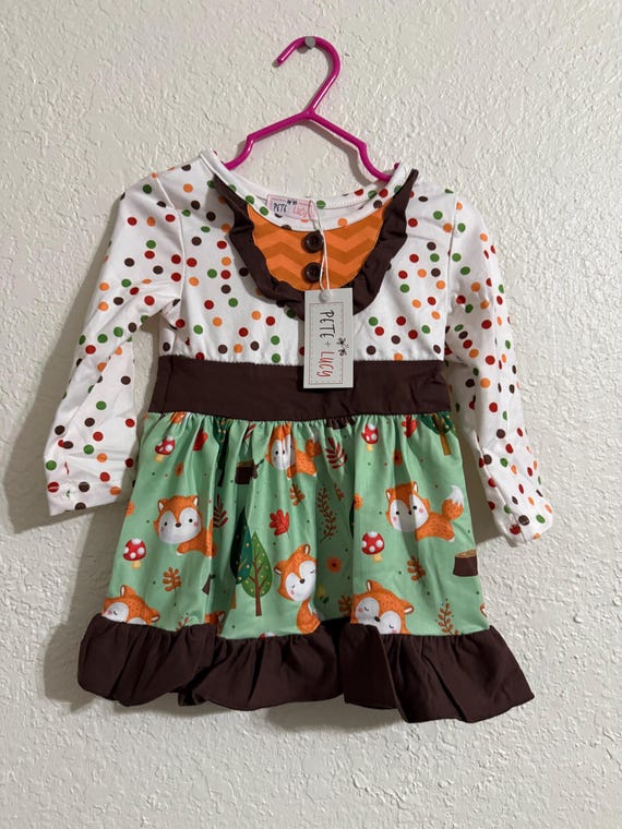Baby Girl Pete + Lucy Long Sleeve Fox Dress 6-12 months
