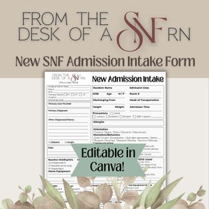 Editable SNF Admission Intake Form Template