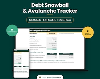 Debt Snowball Spreadsheet, Google Sheets and Excel — Avalanche Calculator with Payoff Date