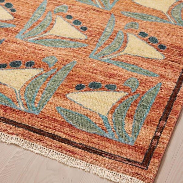 Hand Knotted Modern Geometric Rug: Unique Pattern Wool Carpet