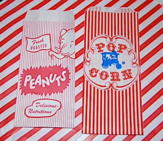 60 Vintage Design Popcorn and Peanut Concession Bags Il_570xn