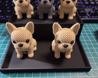 Knitted Texture French Bulldog Figurine | 3D Printed Animal Decor, Collectible Dog Lover Gift
