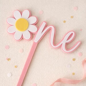 Pink Daisy "one" Cake Topper • 3D Printed Boho Floral First Birthday ...