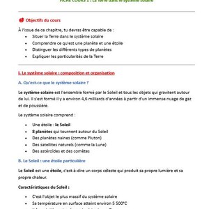 Peut inclure: Une feuille de papier blanche avec du texte en français. Le texte traite de la Terre, de l'environnement et de l'action humaine. Le titre est "THÈME 1 - La planète Terre, l'environnement et l'action humaine".