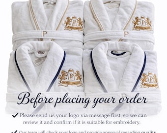 Custom Logo Bathrobes for Hotel Spa, Bulk Embroidered Robes, Wholesale Turkish Cotton Robe, Luxury Resort Bathrobe